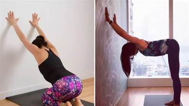 瑜伽後彎的4種「靠牆」練習小方法，極致拉伸，感覺超強烈，專治圓肩駝背